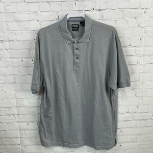 Ping Collection Men’s Golf  Polo Shirt Gray Short Sleeve Mercerized Cotton LARGE
